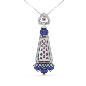 Tanzanite Ruby & Diamond Pendant Necklace